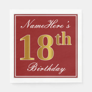 Elegantes Rot, Imitat-Gold18. Geburtstag + Serviette