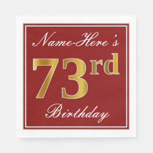 Elegantes Rot, Imitat-Gold73. Geburtstag + Serviette