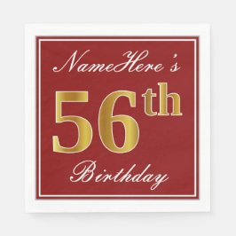 Elegantes Rot, Imitate Gold 56. Geburtstag + Indiv Serviette