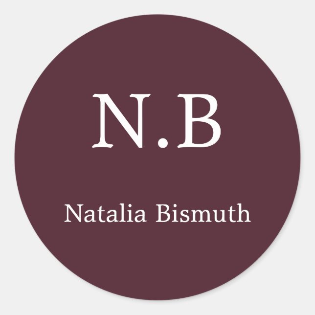 Elegantes Rot mit Monogramm Runder Aufkleber (Vorderseite)