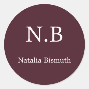 Elegantes Rot mit Monogramm Runder Aufkleber