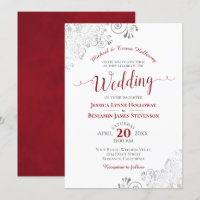 Elegantes Rot mit silberfarbener Spitze Formal Whi