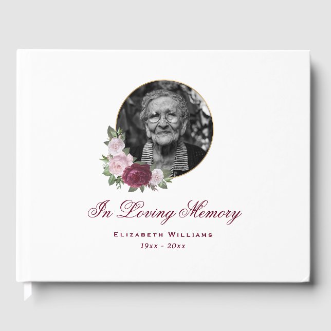 Elegantes Rot-Rosa-Foto Gästebuch (Vorderseite)