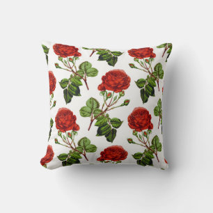 Elegantes Rot-Rosen Blumen Blumenmuster   Kissen