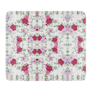 Elegantes Rot-Rot-Rosa-Blume-Muster Schneidebrett