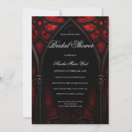 Elegantes Rot-Schwarz-Kathedrale Gotisches Brautpa Einladung