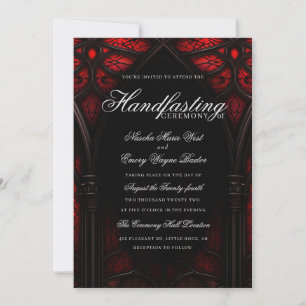 Elegantes Rot-Schwarz-Kathedrale Gotisches Handfas Einladung