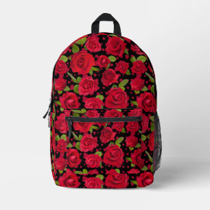 Elegantes Rot- und Dunkelrosa-Blumenrosenmuster Bedruckter Rucksack