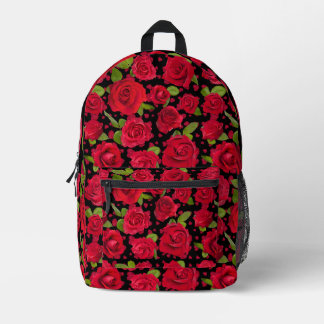 Elegantes Rot- und Dunkelrosa-Blumenrosenmuster Bedruckter Rucksack