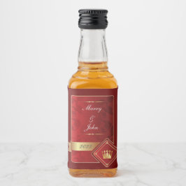 Elegantes Rot und Gold Alkoholflaschenetikett