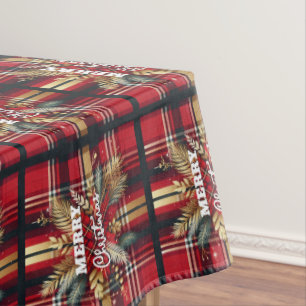 Elegantes Rot und Gold Festival Kariert Tischdecke