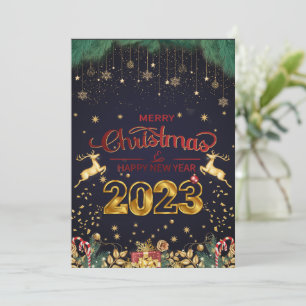 Elegantes Rot und Gold frohe Weihnachten 2023