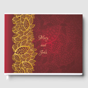 Elegantes Rot und Gold Gästebuch