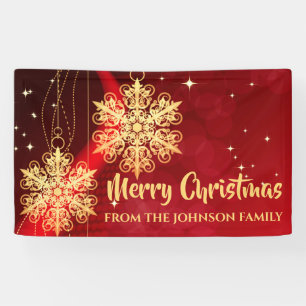 Elegantes Rot und Gold Schneeflocken Weihnachten Banner