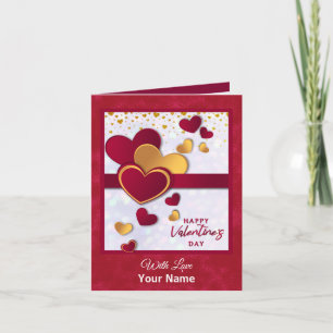 Elegantes Rot- und Goldherz-Valentinstagsdesign Einladung