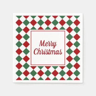 Elegantes Rot und Grün Frohe Weihnachten Serviette