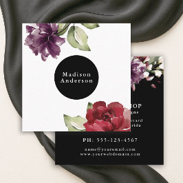 Elegantes Rot und Pflaumengeflecht Quadratische Visitenkarte