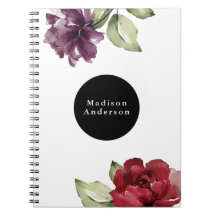 Elegantes Rot und Plum Wasserfarben mit Namen