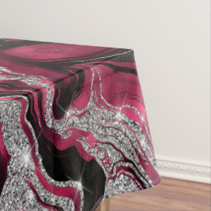 Elegantes Rot- und Silber-Glitter-Achat-Muster Tischdecke