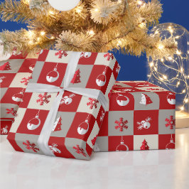Elegantes Rot und Weiß Frohe Weihnachten Geschenkpapier