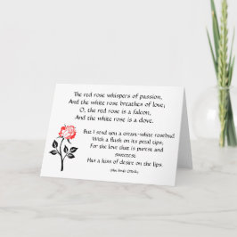Elegantes Rot und Weiße Rose, romantisches Gedicht Karte