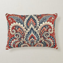 Elegantes Rot-Weiß-Blau-Paisley-Blumenmuster
