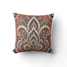 Elegantes Rot-Weiß-Blau-Paisley-Blumenmuster