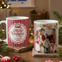 Elegantes Rot-Weiß-Frohe-Weihnachten-Familienfoto