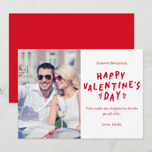 Elegantes Rot-Weiß-Glückliches-Valentinstag-Foto Feiertagskarte