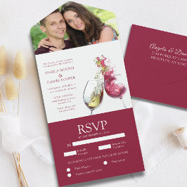 Elegantes Rot-Weiß-Tanz-Foto Hochzeit All In One Einladung