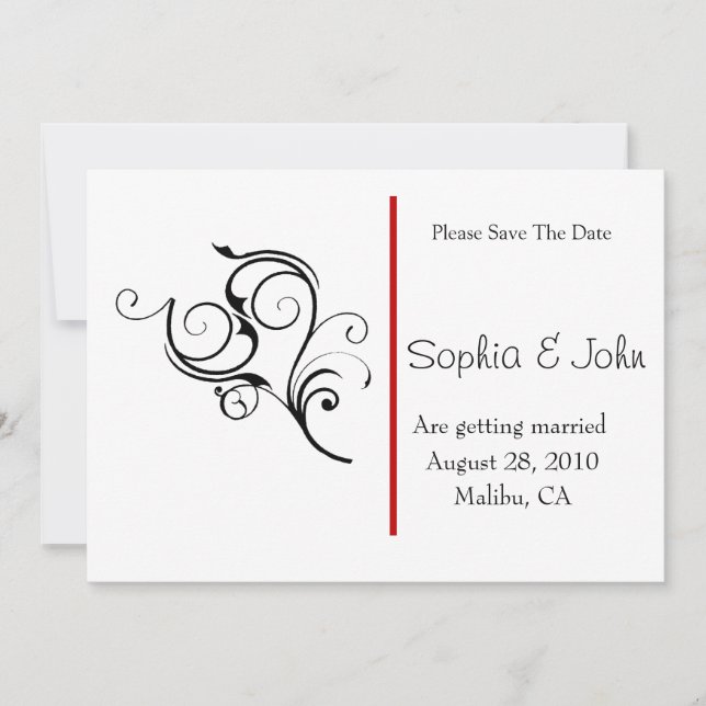 Elegantes Rot-Wirken Save the Date (Vorderseite)