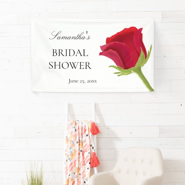 Elegantes Rote Rose Brautparty Banner (Insitu)