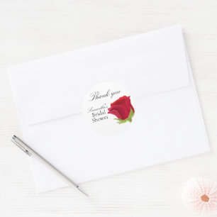 Elegantes Rote Rose Brautparty Runder Aufkleber