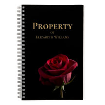 Elegantes Rote Rose-Notebook, Romantisches Blumenb