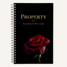 Elegantes Rote Rose-Notebook, Romantisches Blumenb