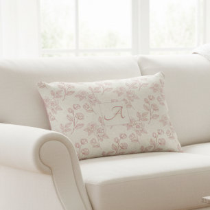 Elegantes Rote Rose Paper Chintz Monogram Dekokissen