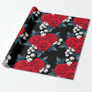 Elegantes Rote Rose Wrapping Paper Geschenkpapier