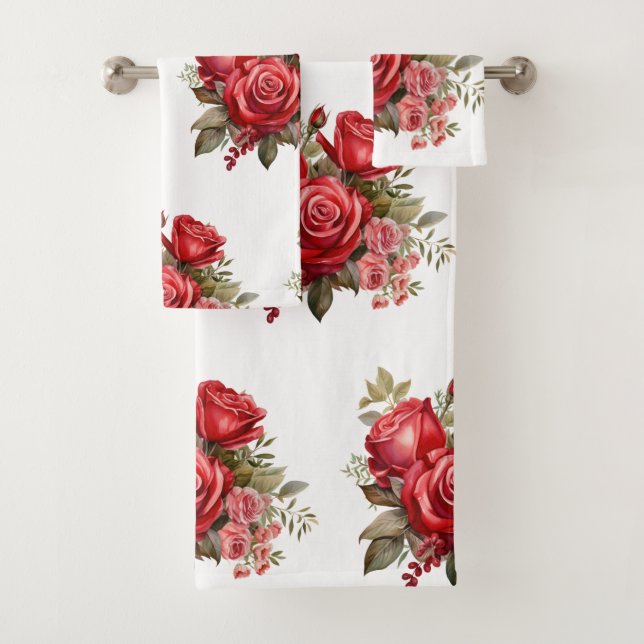 Elegantes Rote Rosen Handtuch Set (Insitu)