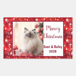 Elegantes Rote Sterne Foto Rechteckiger Aufkleber