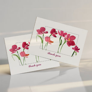 Elegantes rotes Aquarell-Locker-Blumen-Dankeschön Dankeskarte