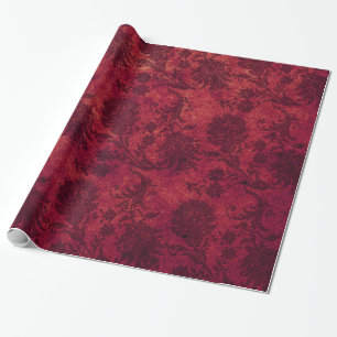 Elegantes rotes, blaues Damastenmuster Geschenkpapier
