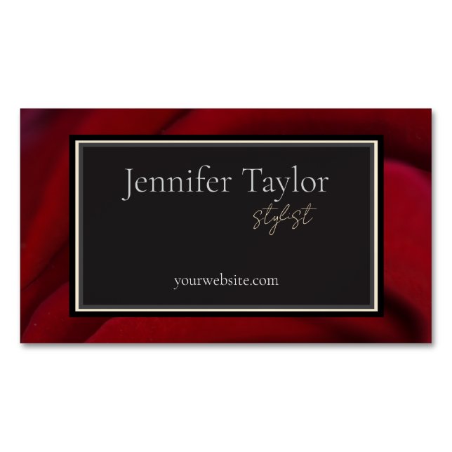 Elegantes Rotes Blumendesign - Ausgezeichnet & min Magnetische Visitenkarte (Vorderseite)