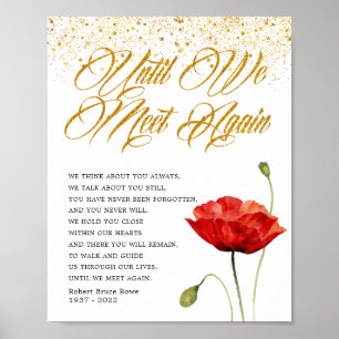 Elegantes rotes Blumengedächtnismal Funeral-Gedich Poster
