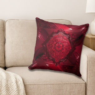 Elegantes rotes Blumenmuster Kissen