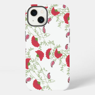 . Elegantes rotes Blumenmuster weißes Samsung Gala iPhone 13 Hülle