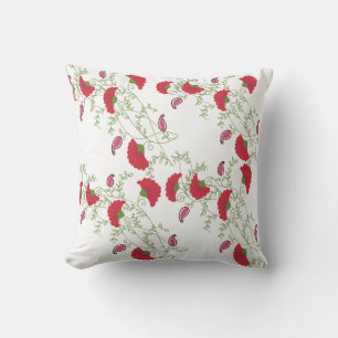 Elegantes rotes Blumenstickereimotiv-Wurfkissen Kissen