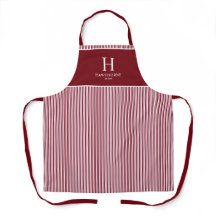 Elegantes rotes Burgund-Streifen-Monogramm Name