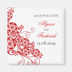 Elegantes rotes florales Paisley-Vintage- "Save th Magnet