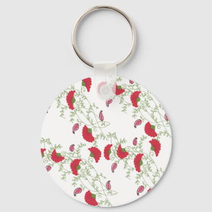 Elegantes rotes florales Stickereimotiv-Wurfkissen Schlüsselanhänger