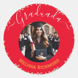 Elegantes Rotes Foto Spanisch Runder Aufkleber